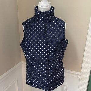 Land’s End Navy Polka Dot Puffer Vest